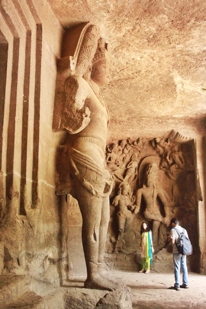 carved statue at Elephanta Caves